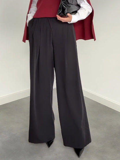 Casual Cape Brei Sweater & Wijde Pantalon Drie-Delige Set