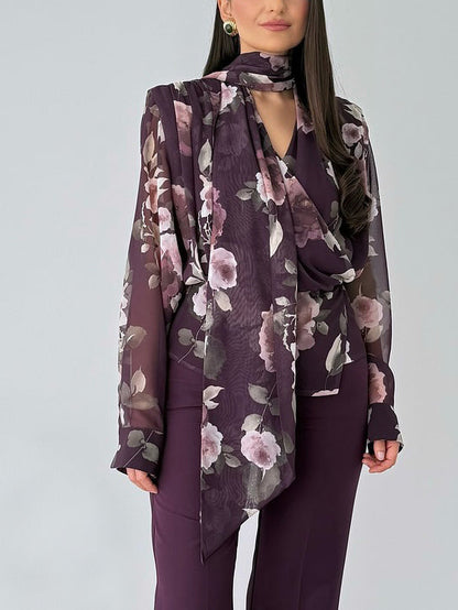 Exquisite Geprinte Lange Mouwen Shirt Twee-delige Set