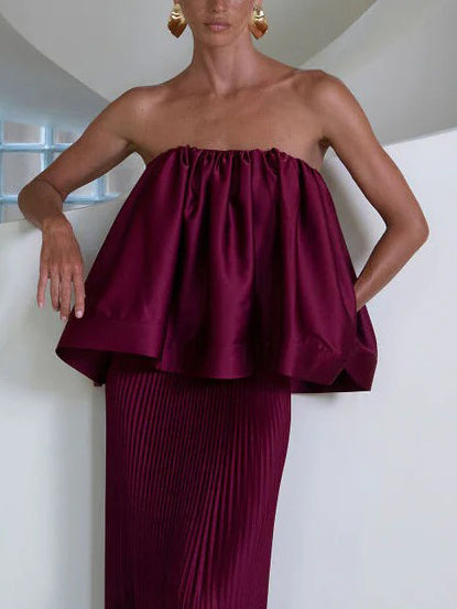 Elegante Geplooide Twee-delige Rok Set