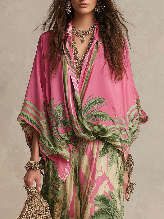 Bohemian-Stijl Tropische Print Losse Set