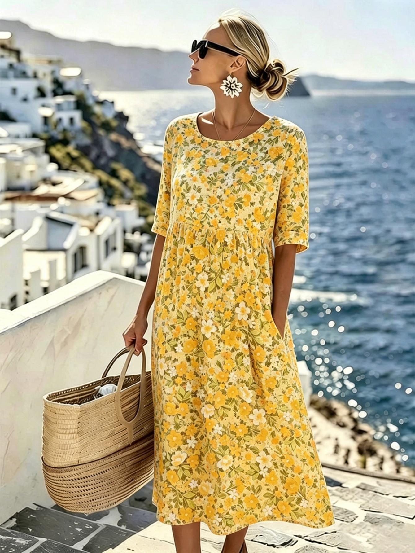 Priscilla | Midi Zomerjurk met Hartvormige Hals