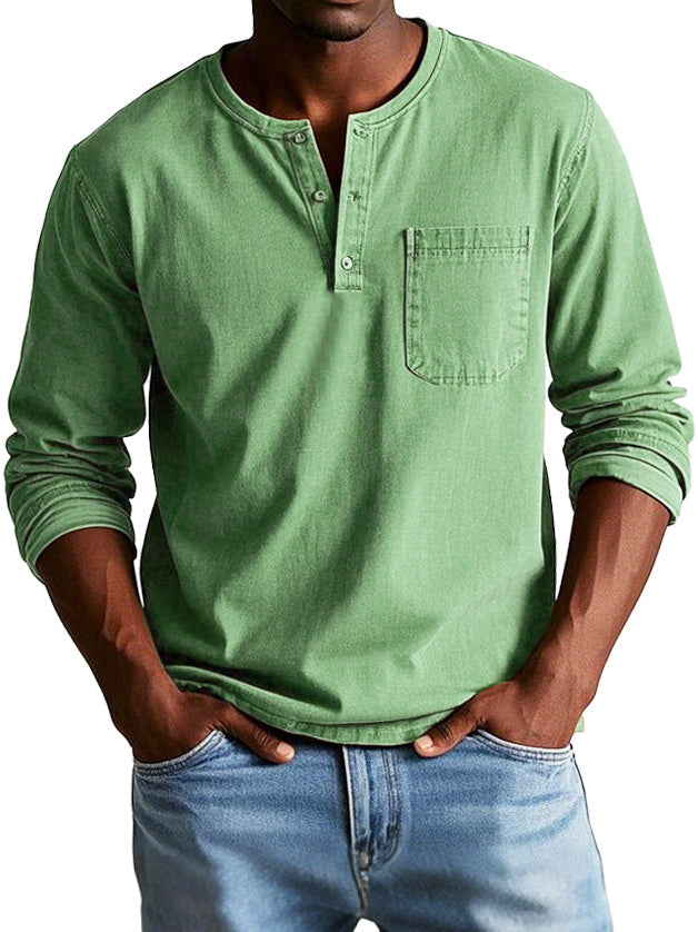 Ronald | Tijdloos shirt met lange mouwen en Henley-hals