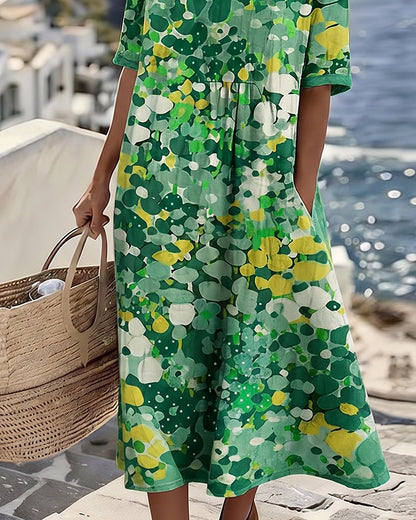 ALENA™ - ELEGANTE ZOMERLIJKE MIDI-JURK MET BLOEMENPATROON