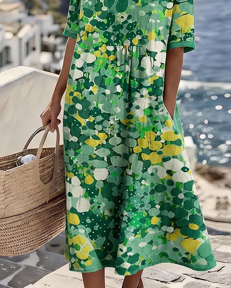Vittoria | Elegante Midi Jurk met Bloemen voor de Zomer