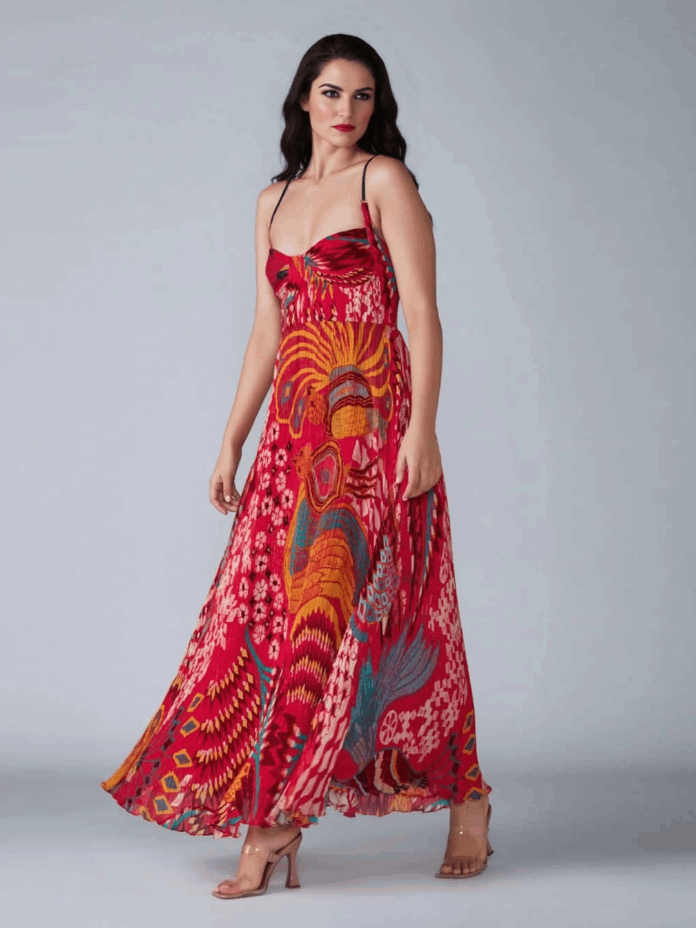 Unieke Print A-Lijn Sling Maxi Jurk