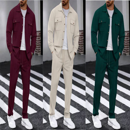 ⏰ Herenpak bestaande uit een button-down-jasje en een broek van honingraatmesh – Ontspannen pasvorm, ademend materiaal en een stijlvolle look voor dagelijks gebruik 👕👖