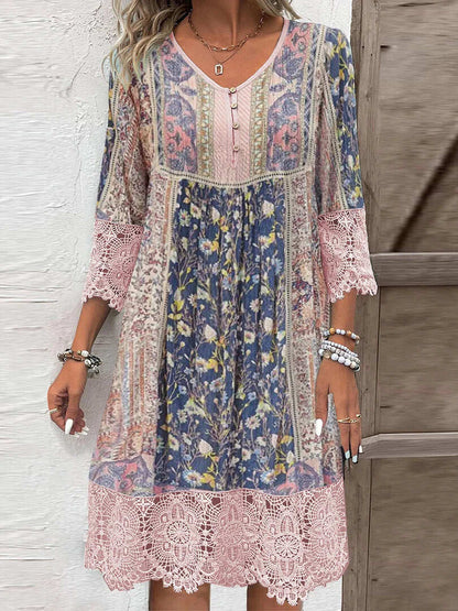 Orla™ – Boho-Chic Gemusterd Jurk
