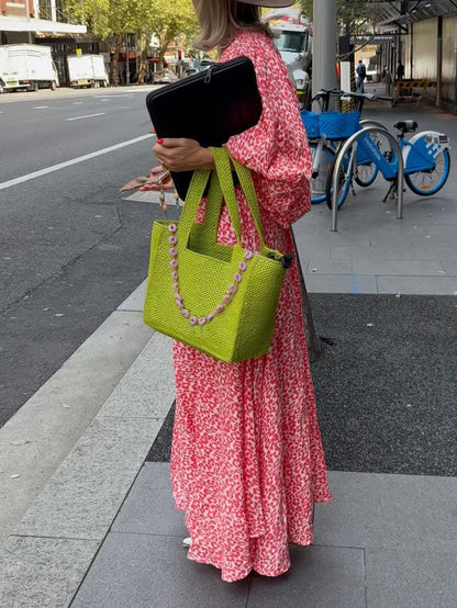Casual Luipaardprint Diepe V-Hals Maxi Jurk