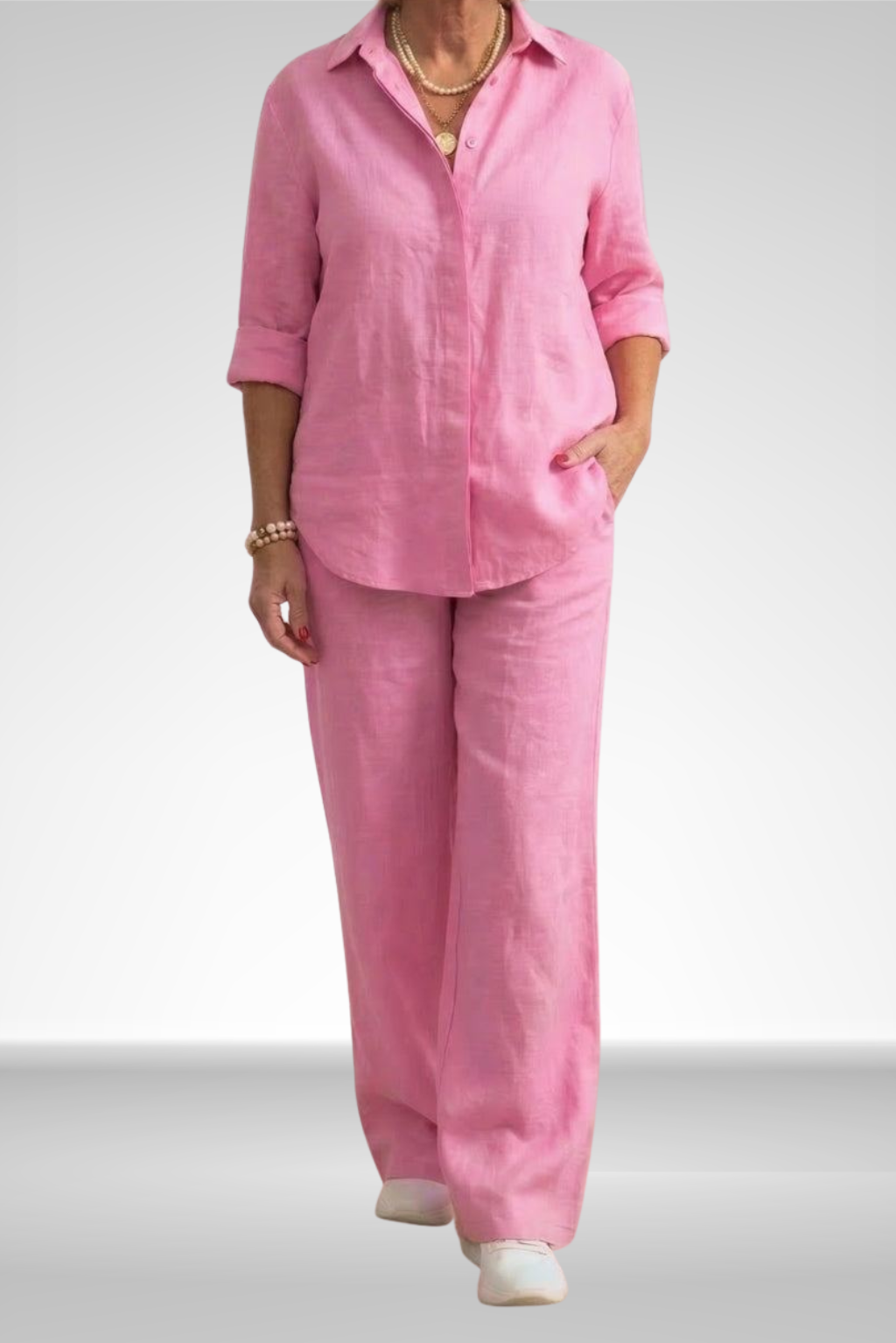 Evelina | Linnen Shirt & Brede Pantalon Set