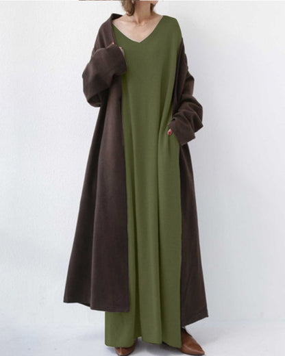 Serenya™ - Modieus jurk met lange mouwen en V-hals