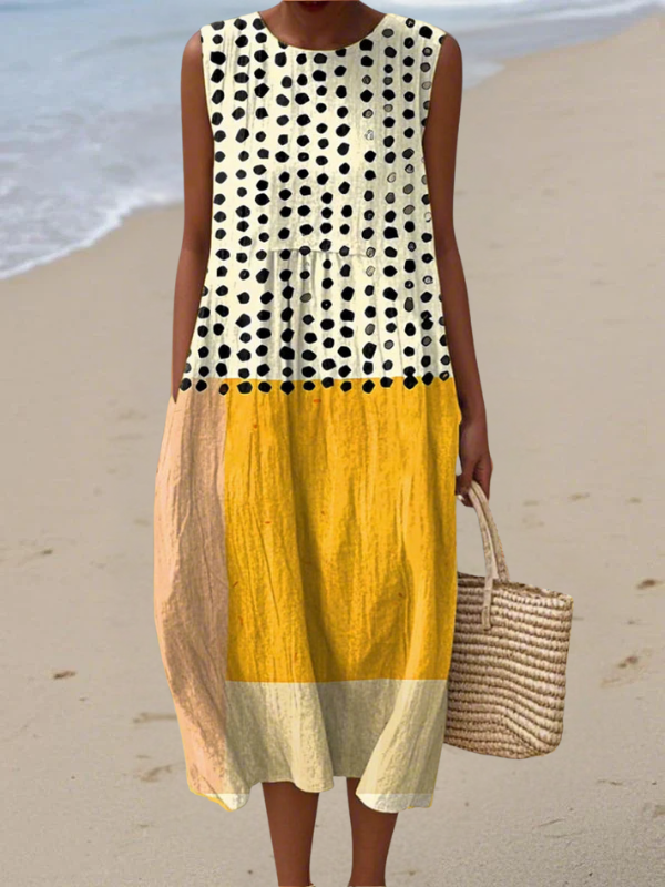 Leah™ Polka-Dot Colorblock Midi-Jurk