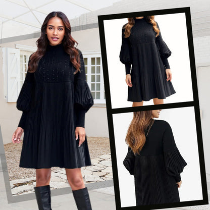 Avelyn™ - Elegante Plisséjurk met Lantaenmouwen voor Dames
