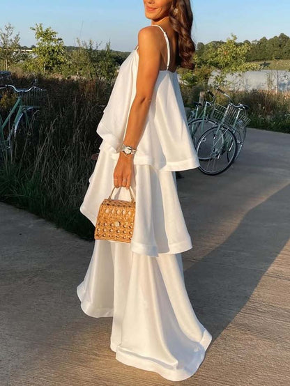 Elegante Maxi-jurk met Drie Laagjes Ruffles