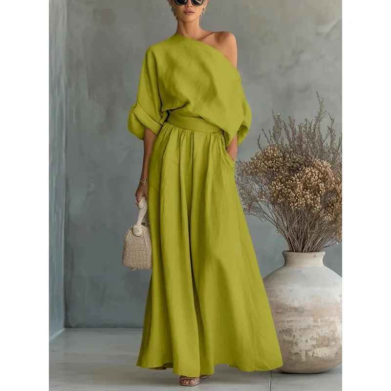 Lisa | Zachte Off-Shoulder Top en Tapered Broek Set