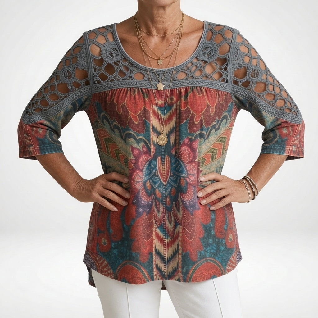 Zénaïde™ — Blouse met etnisch-bohemienprint, natuurlijke vrouwelijkheid