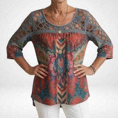 Zénaïde™ — Blouse met etnisch-bohemienprint, natuurlijke vrouwelijkheid