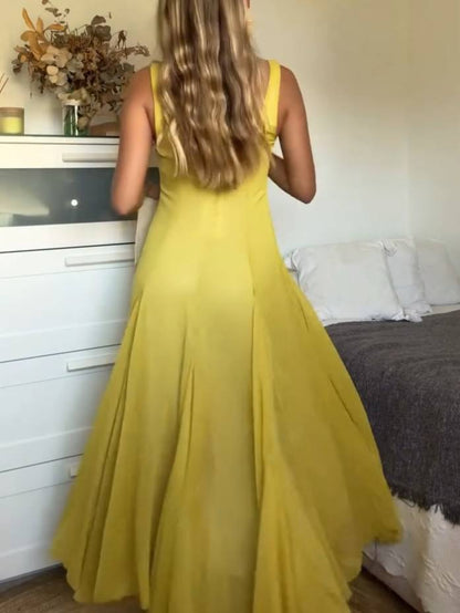 Vierkante Kraag Sling Dress