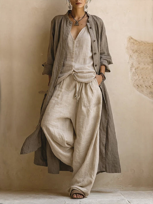 Letizia | Drie-delige set met lange boho cardigan