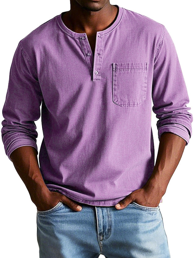 Ronald | Tijdloos shirt met lange mouwen en Henley-hals