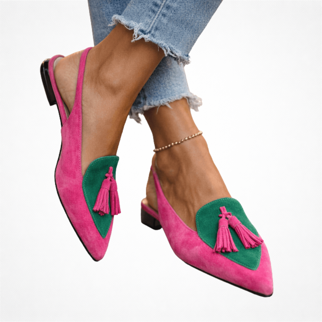 Nexoria - Elegante Bicolor-Damesmules met trendy Bommels