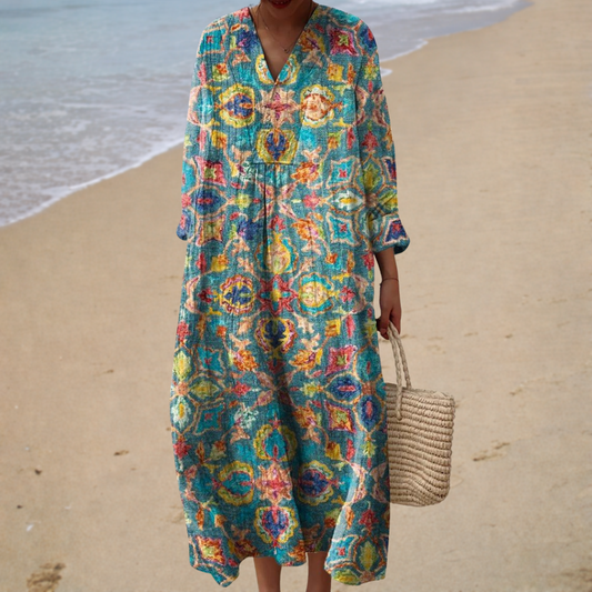 Chiara | Lange Jurk met Boho Motieven