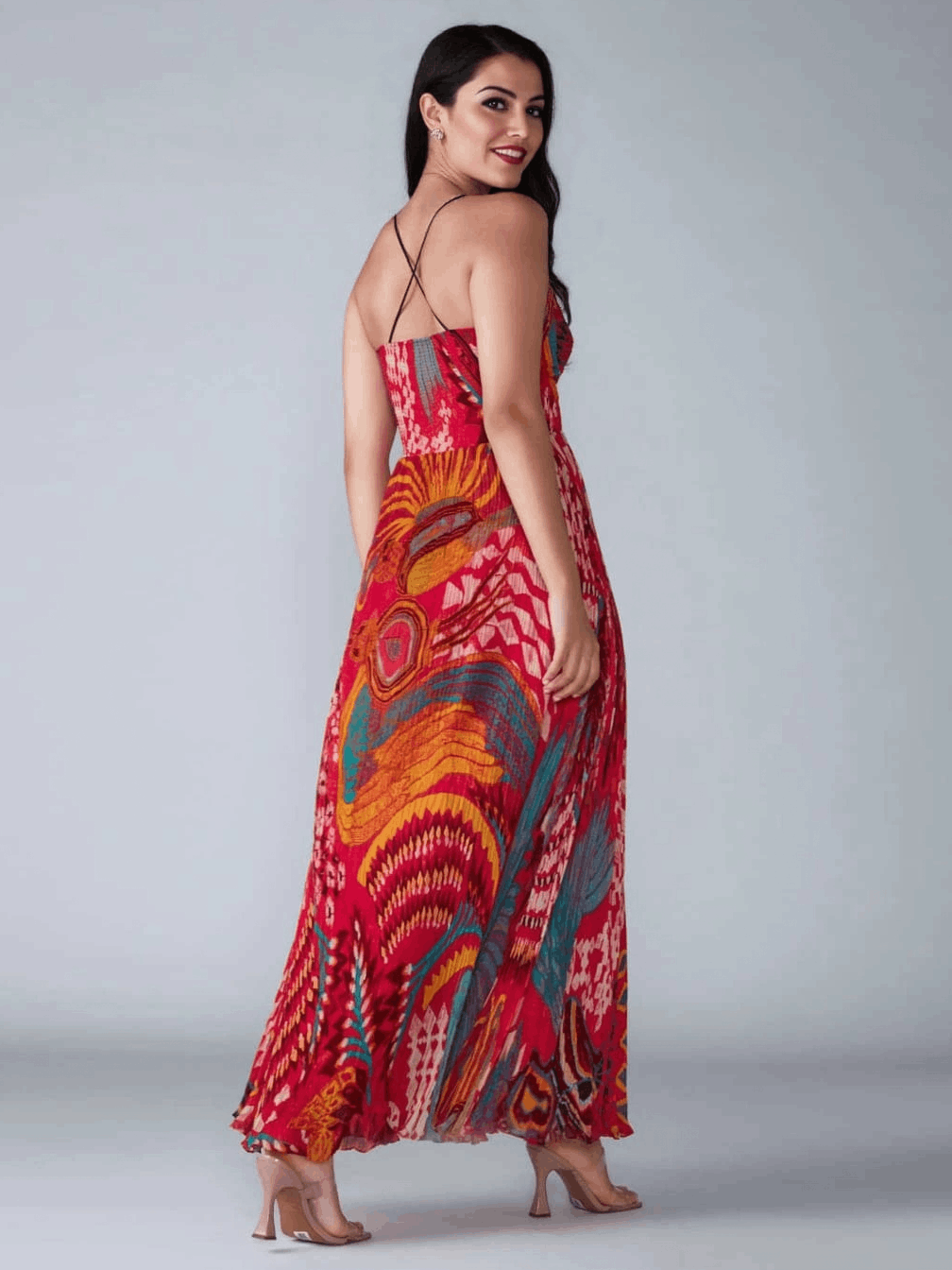 Unieke Print A-Lijn Sling Maxi Jurk