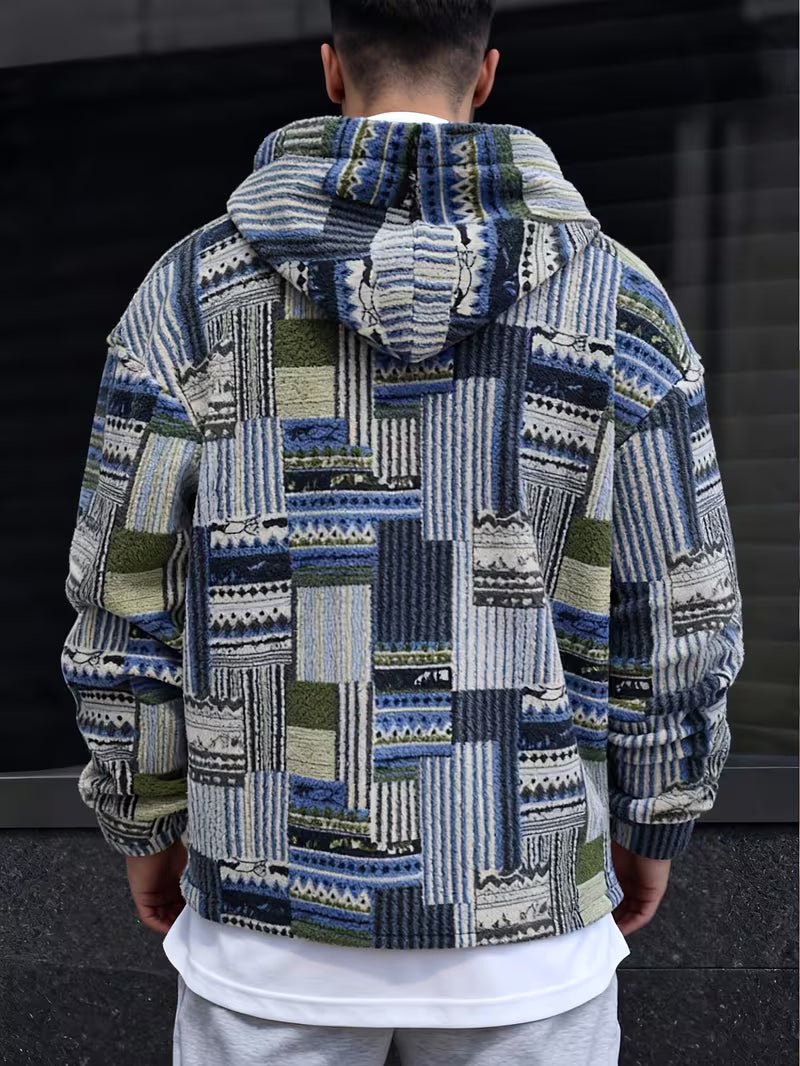 Silvain - Hoodie met capuchon en rits, bedrukt