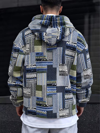 Silvain - Hoodie met capuchon en rits, bedrukt