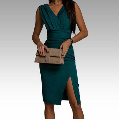 Regalia™ – Elegante, figuuraccentuerende jurk met V-hals en split