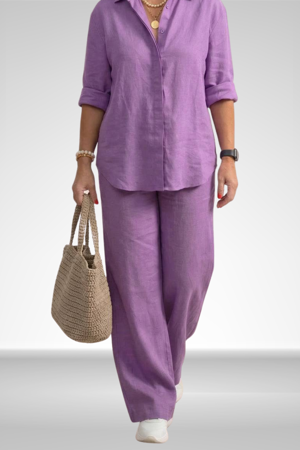 Evelina | Linnen Shirt & Brede Pantalon Set