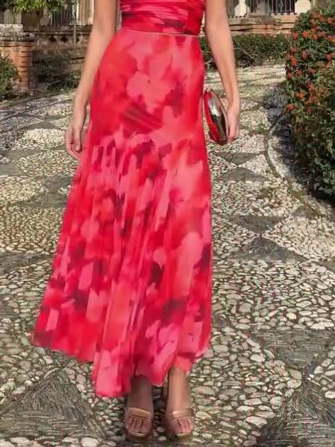 Uniek Gedrukt Tube Top En Rok Twee-Delige Set