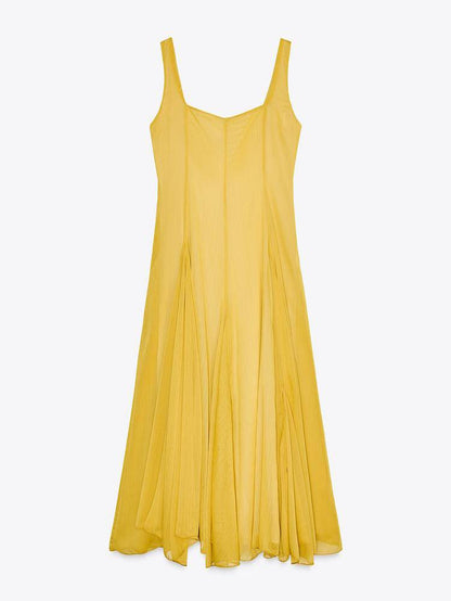 Vierkante Kraag Sling Dress