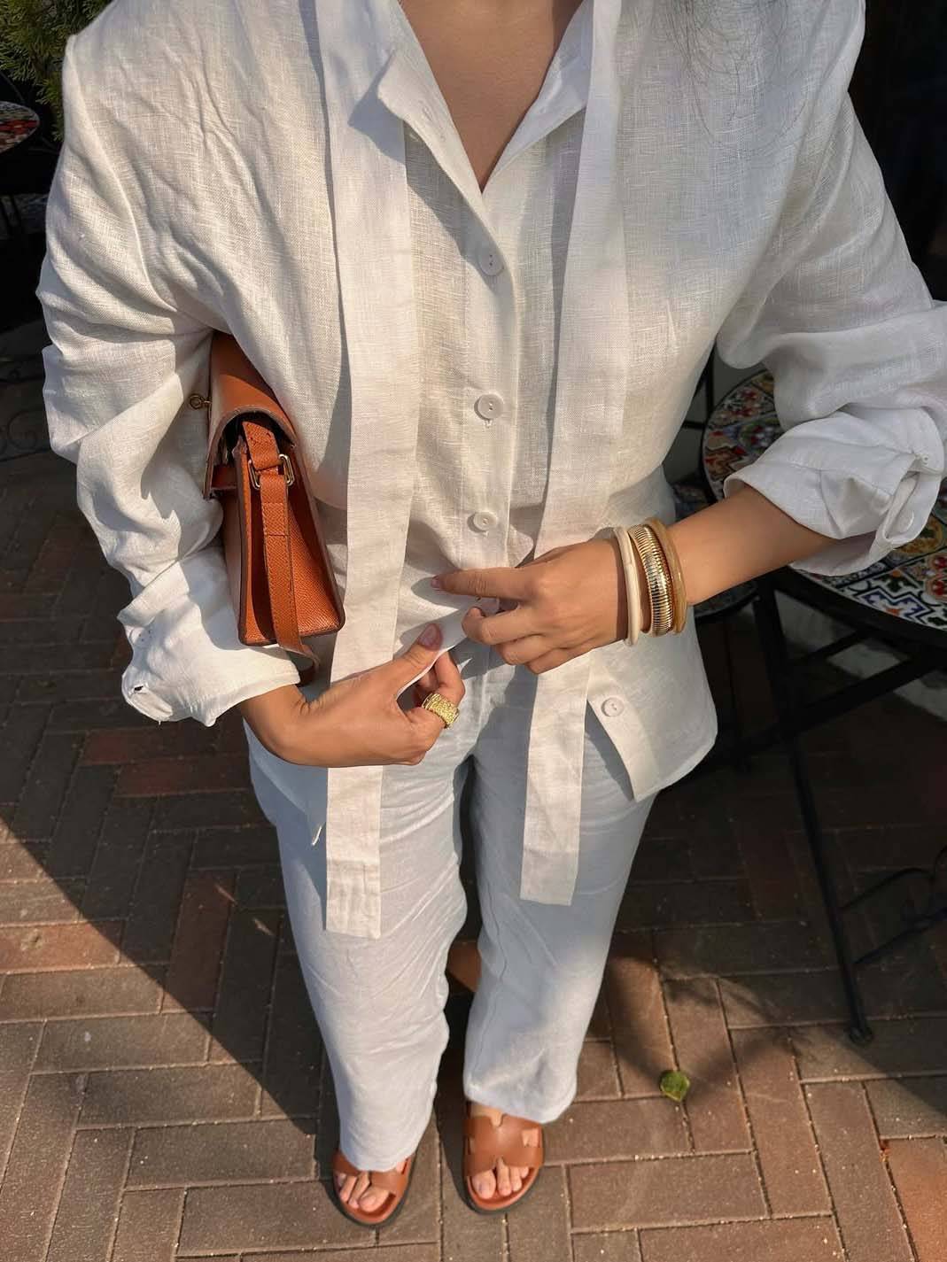 Minimalistische Staande Kraag Riem Rug Lace-up Shirt en Brede Pantalon Set-Shirt