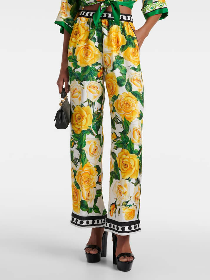 Exquise Rozenprint Losse Lange Wijde Broek