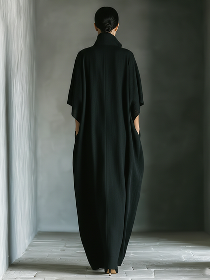 Costanza | Zwarte maxi-jurk met kimono-mouwen en V-hals