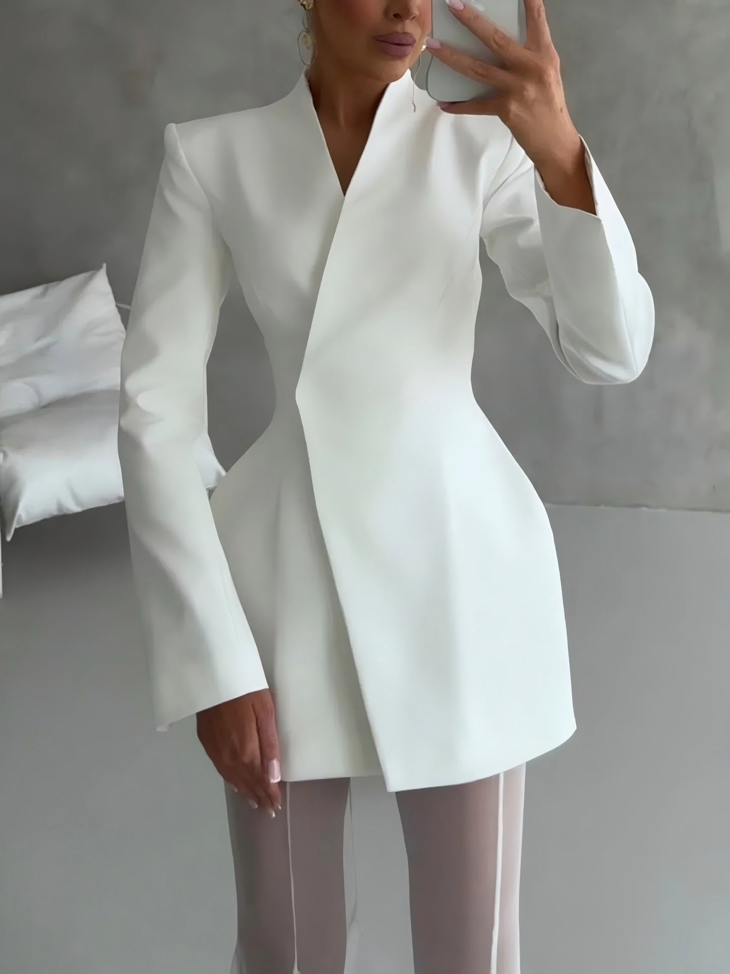 Elegante Asymmetrische Slim Fit Suit Jacket Twee-Piece Set