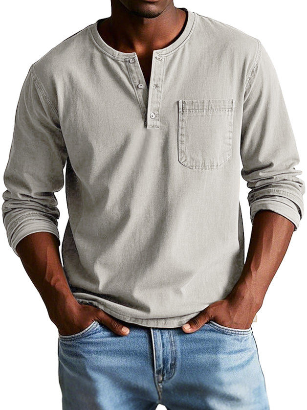 Ronald | Tijdloos shirt met lange mouwen en Henley-hals