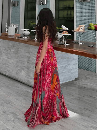 Unieke Print A-Lijn Sling Maxi Jurk