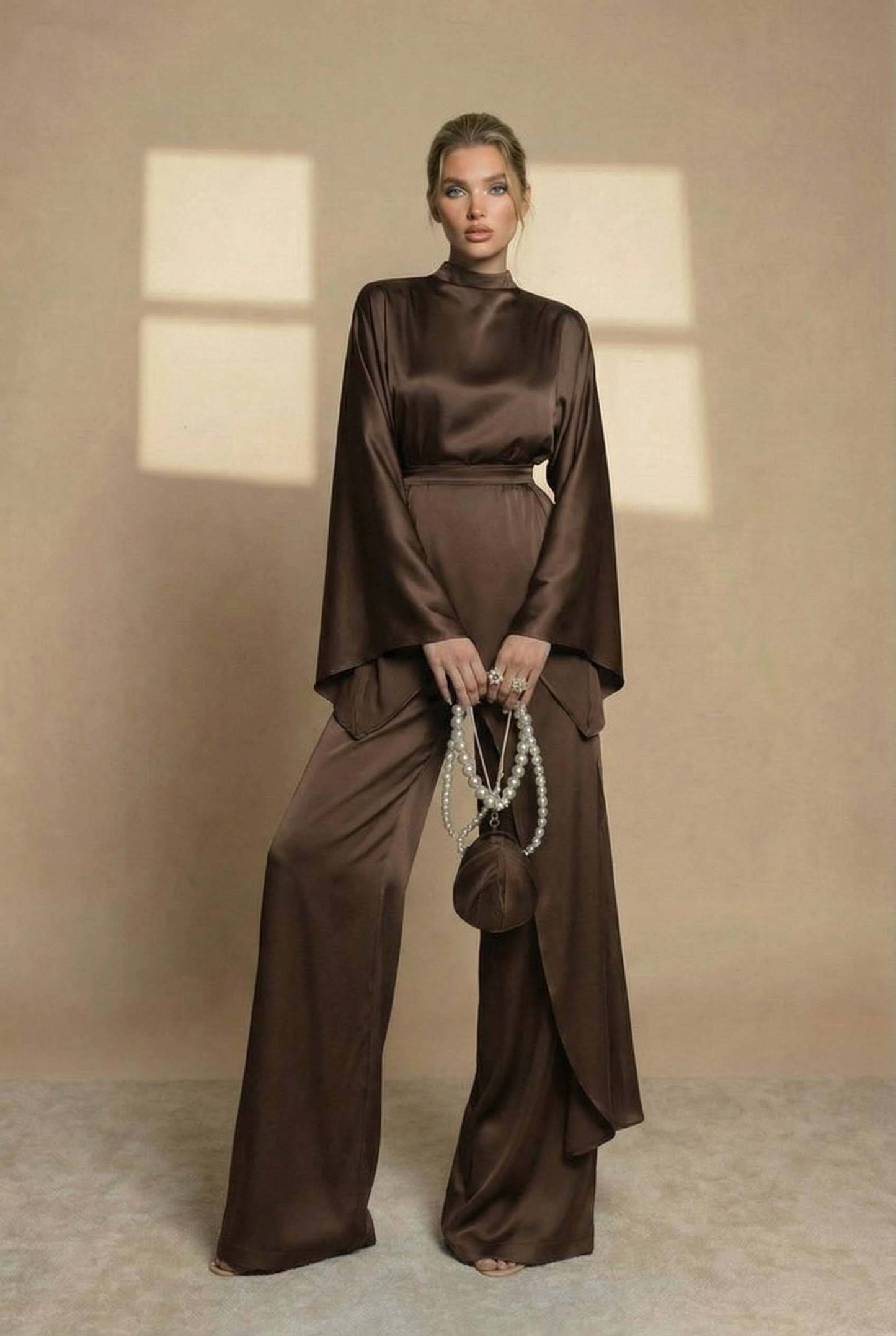 Onregelmatige Shirt En Wijde Pantalon Set