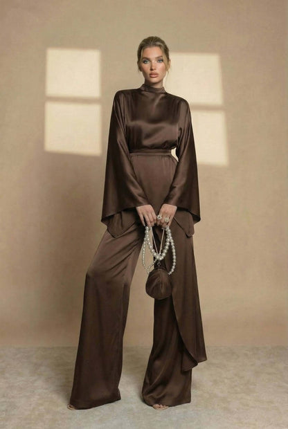 Onregelmatige Shirt En Wijde Pantalon Set