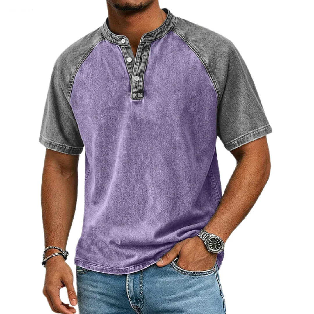 Paul | Vintage tweekleurig Henley-shirt