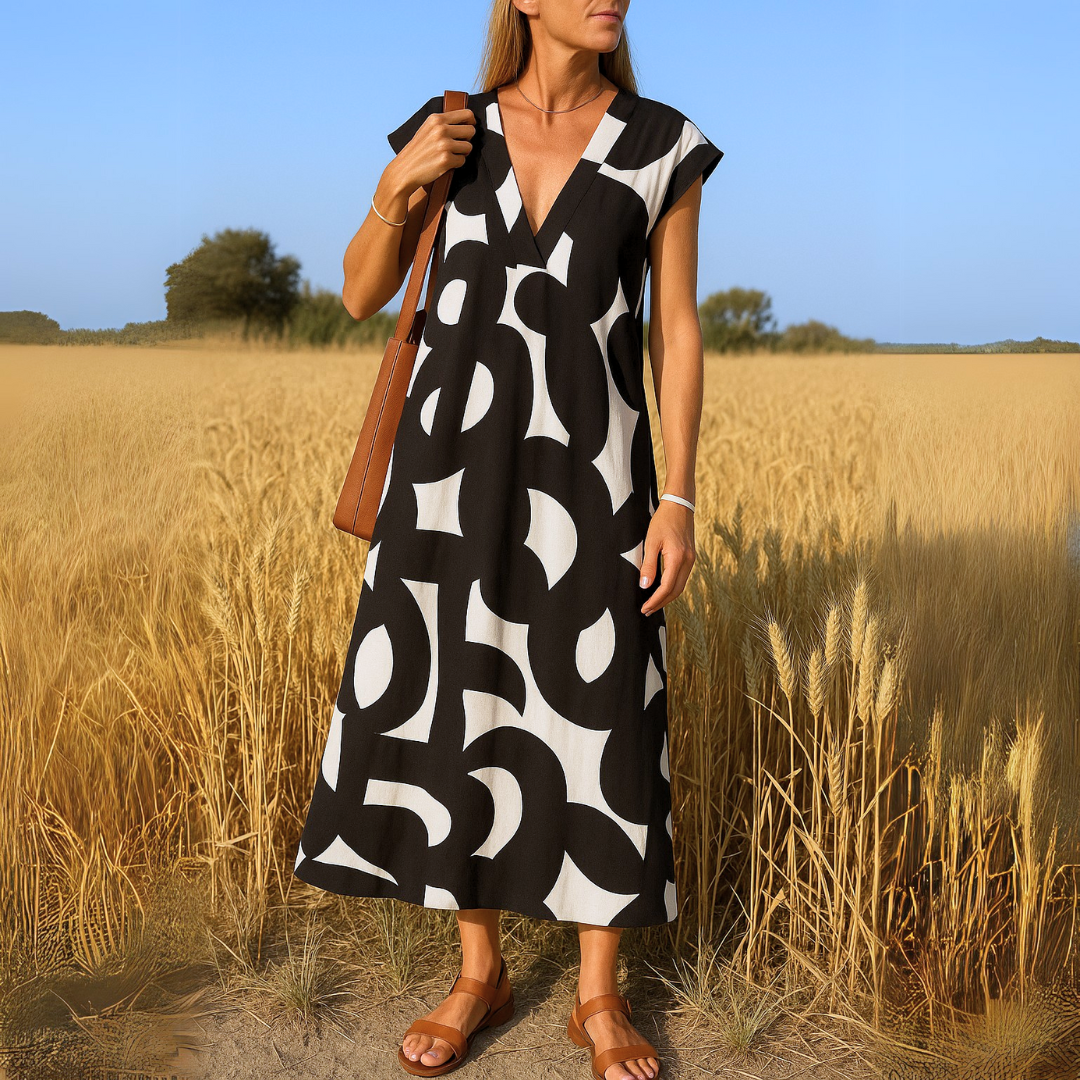 Azura™ – Ibiza Stijl Comfortabele en Vloeiende Jurk met V-Hals