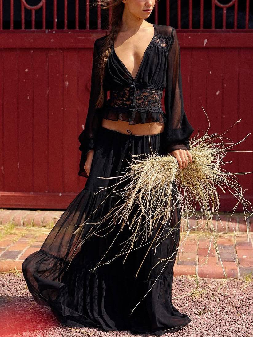 Bohemian Kant Invoegen Shirt En Rok Set
