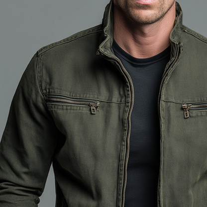 Narick - Denimjas met losse pasvorm en ritssluiting