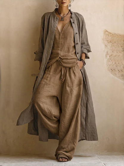 Letizia | Drie-delige set met lange boho cardigan