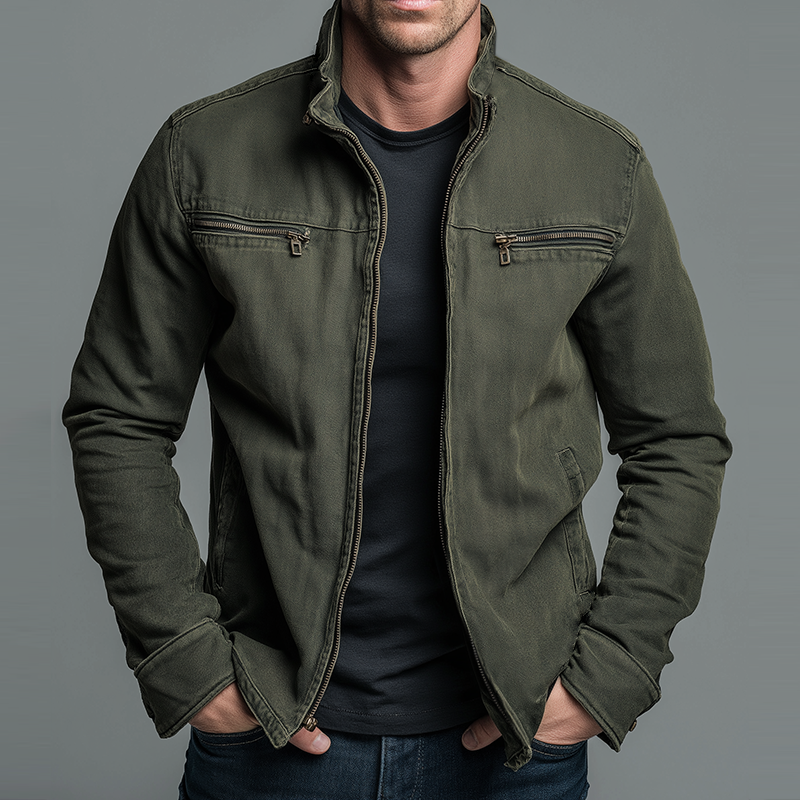 Narick - Denimjas met losse pasvorm en ritssluiting