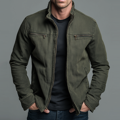 Narick - Denimjas met losse pasvorm en ritssluiting