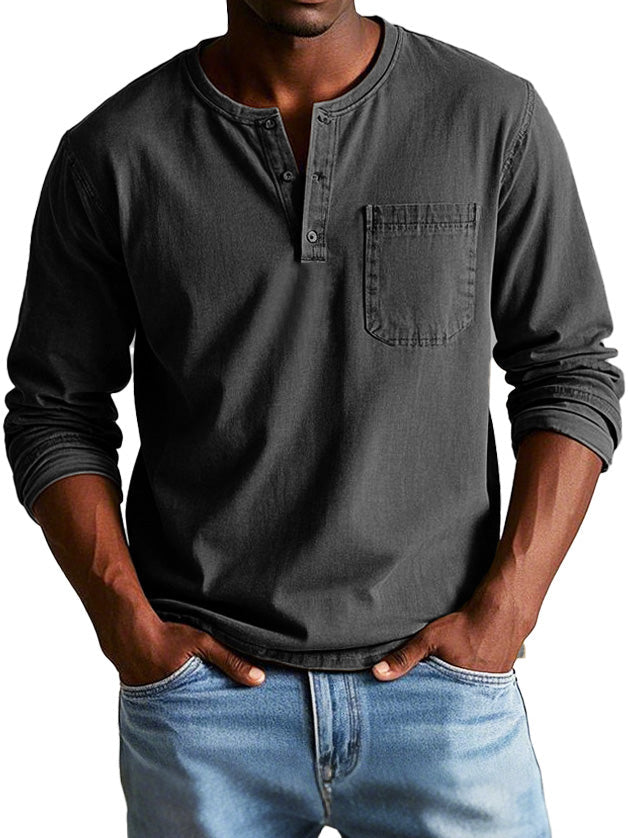 Ronald | Tijdloos shirt met lange mouwen en Henley-hals