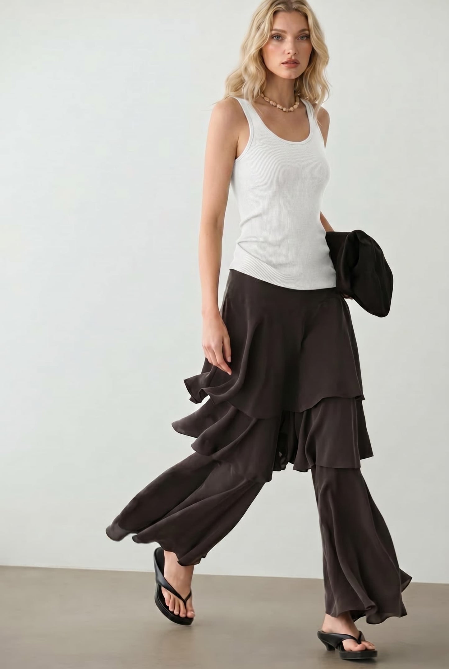 Top met Vest en Rimpelpantalon Set