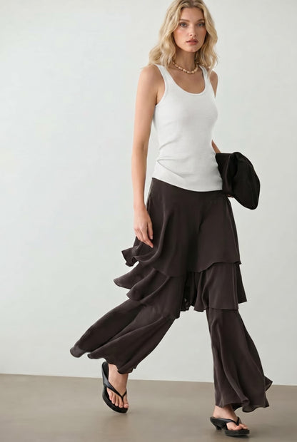 Top met Vest en Rimpelpantalon Set